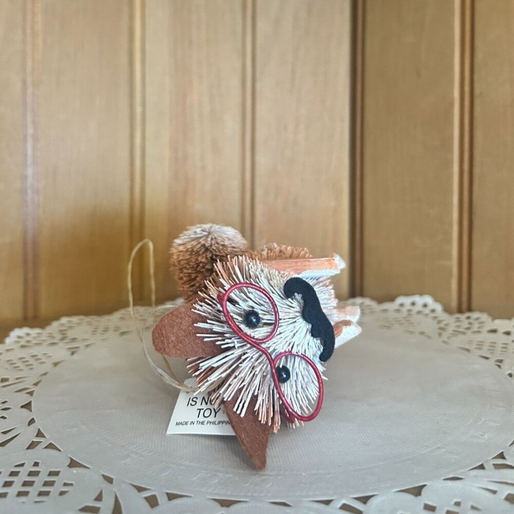 Rustic Woodland Animal Anthropomorphic Ornaments Santa Hat Glasses Fox Mouse - Picture 9 of 13